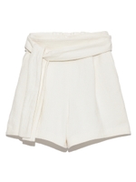 ウエストリボンリネン混ショートパンツ/WHT