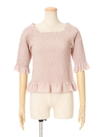 【F&A】フリル使いシャーリングトップス/LIGHT BLUE