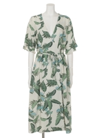 アロハリーフラップワンピ/ダークミックス