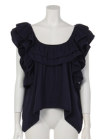 ボリュームフリルカットソー/ネイビー