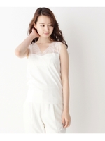 〔接触冷感〕レース切り替えキャミソール/ホワイト系(002)