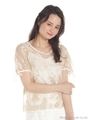総レースインナーキャミソール付半袖ブラウス/ベージュ