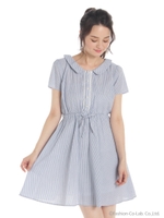 バックリボンシャツワンピース/ネイビー