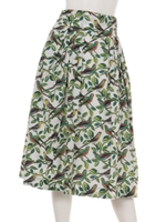 (EMILY AND FIN)リーフ&バードタックフレアスカート/WHITE MID