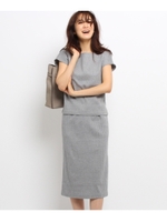（洗える）コットンリブスカートセットアップ/グレー(912)