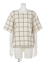 ウィンドウペン boxブラウス/ホワイト