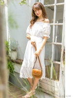 オフショルコットンレースワンピ/white