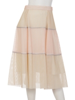 ボーダーメッシュフレアSK/ベビーピンク