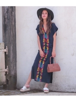 【anap mimpi】カラフルフラワー刺繍ロングワンピース/IV