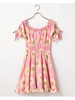 ひまわり柄ワンピース/ディープピンク