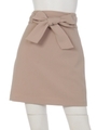 ベーシックリボンベルト付タイトスカート/ベージュ