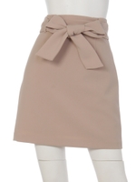 ベーシックリボンベルト付タイトスカート/ベージュ