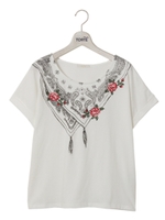 スカーフ＋刺繍Tシャツ/ホワイト