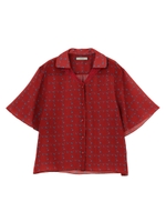 フラワーチェックブラウス/ブラック