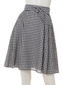 ベルト付きギンガムフレアースカート/ネービーブルー