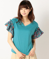 花柄フレアスリーブTシャツ