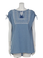 【ANAP】デニム刺繍チュニック/ライトブルー(038)