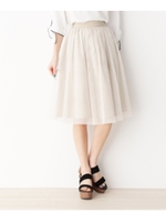 メモリー×チュールリバーシブルスカート/ベージュ(052)