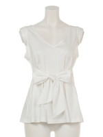 ウエストリボンフレアタンク/オフホワイト