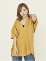 ・変形抜け衿チュニック/マスタード