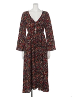 【ANAP】ミックス小花柄フレアスリーブロングカーディガン/ブラック(027)