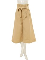 ウエストリボンワイドパンツ/カーキ