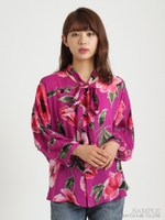 キュプラボイルポピープリントタイブラウス/パープル