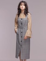 SOUP.+1月号掲載/mina12月号掲載/グレンチェックベルト付ワンピ/ブラウン