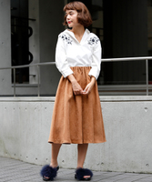 スウェード調インベルフレアスカート