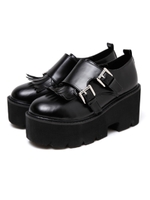 ダブルフラップ厚底シューズ/ブラック