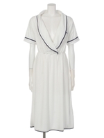 【ママ人気】バスローブ風パイピングOP/ホワイト