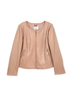 ベーシック　ライダース　ノーカラー　ブルゾン/ピンク(090)