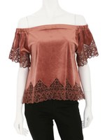 ベロアカットワークブラウス/PNK