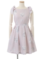 ペイントローズ柄ワンピース/ピンク