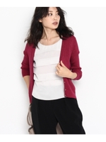 【洗える】リブニットカーディガン/シルバー(006)