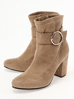リング付きショートブーツ/ベージュ