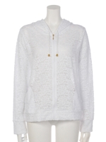 花柄レースパーカー/シロ