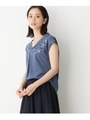 innowave ジョーゼット刺繍ブラウス/ブルー(192)