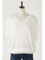 【AZUL by moussy】2WAY半袖ドルマン ニットプルオーバー/O/WHT