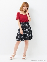 ケーブルハートN 半袖/TOPS/ボルドー