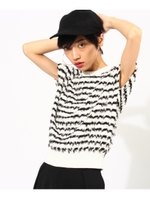 フェザーヤーンラインニット/ブラック(319)