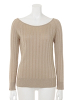 ラメリブニットプルオーバー/ライトベージュ