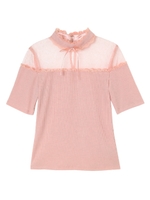 ヨークチュールトップス/ピンク