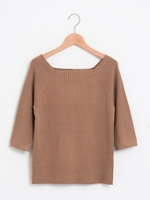 ワイドリブスクエアネック6分袖/グリーン