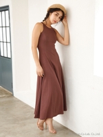 Aラインマキシワンピ/wine red