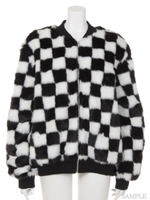 CHECKERED FLAG FUR BLOUSON/ORANGE×BLACK