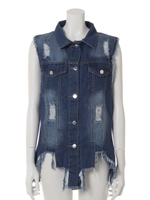 【ANAP】アシンメトリーヘムデニムベスト/ブルー(019)