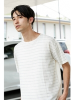 【AZUL by moussy】BACK天竺切替TEE/L/BEG