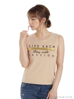 ノースリーブロゴTシャツ/ベージュ