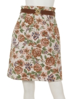 ベルト付台形スカート/ブラック